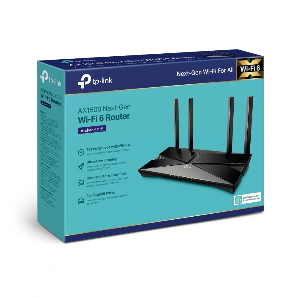 TP‑Link Archer AX15 AX1500 Wi‑Fi 6 Router — Next‑Gen Speed & Coverage